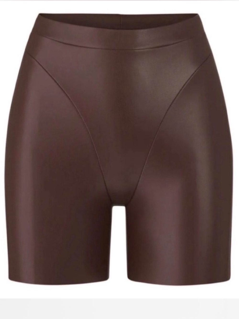 SKIMS High-Waist Faux Leather Bike Shorts - Brown
